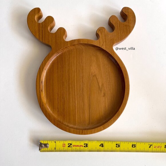 Wooden Reindeer Antler Shaped Plate Dish Food Serving - Picture 2 of 5